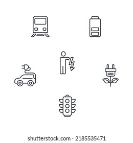 Detailed illustration of e-mobility icons set . Detailed illustration of e-mobility pack symbol vector elements for infographic web
