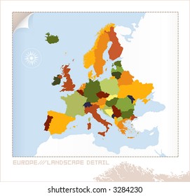 Detailed illustration of European countries. Separate and use any country as you wish.