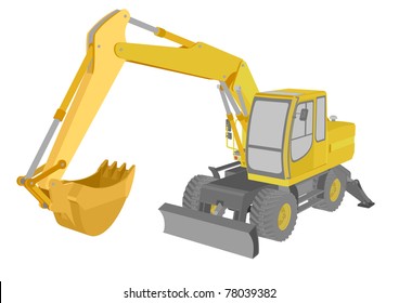 detailed illustration of an excavator