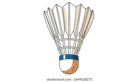 Detailed illustration of a feather shuttlecock used in badminton matches and training sessions worldwide