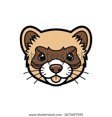 A detailed illustration of a ferret's face, showcasing its features. Foto d'archivio © 