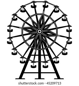 Detailed illustration of a ferris wheel from an amusement park