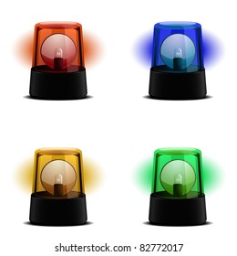 detailed illustration of a flashing lights in various colors, symbol for alert, warning and emergency, eps8 vector