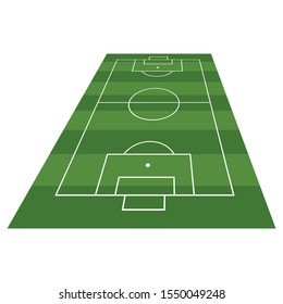 Detailed illustration of Football fields with perspective. Football field or soccer field vector isolated on white background
