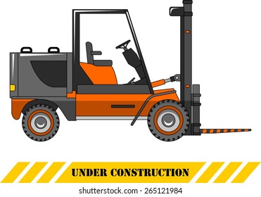 Detailed illustration of forklift, heavy equipment and machinery 