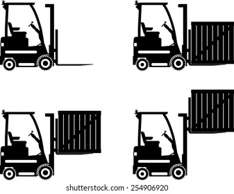 Detailed illustration of forklifts, heavy equipment and machinery