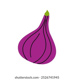 A detailed illustration of a fresh purple onion on a clean white background