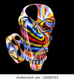 Detailed illustration of a gas mask