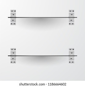 Detailed illustration of gloss shelves on grey background.