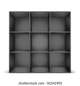 detailed illustration of a glossy black bookshelf, eps8 vector