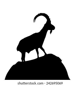 detailed illustration of a goat climbing up a hill, eps10 vector