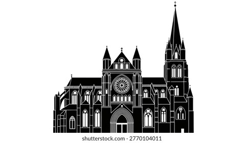 Detailed illustration of a Gothic building