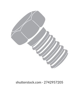 Detailed illustration of a gray bolt with a hexagonal head