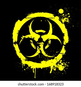 detailed illustration of a grungy biohazard warning sign
