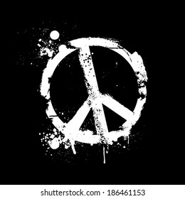 detailed illustration of a grungy peace symbol, eps10 vector