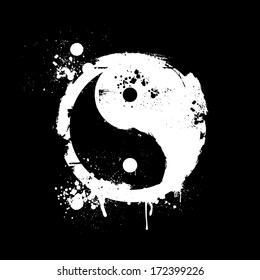 detailed illustration of a grungy yin yang symbol, eps10 vector