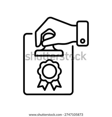 A detailed illustration of a hand casting a vote on a ballot paper with an official seal, symbolizing democracy and election.