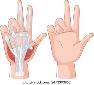 Detailed illustration of hand muscles and tendons