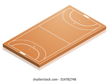 detailed illustration of a handball field with isometric perspective, eps10 vector