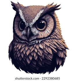 A detailed illustration an head owl, eagle owl digital painting, eagle owl head