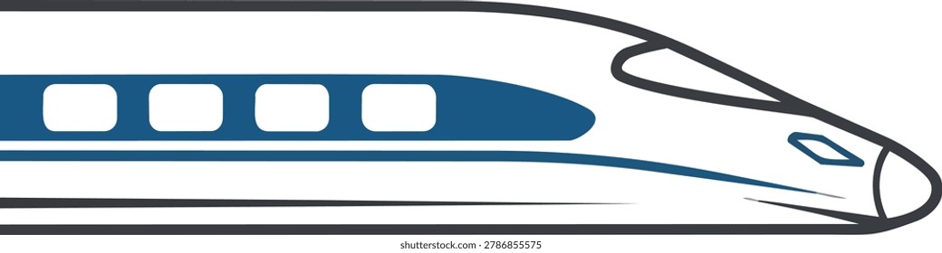 A detailed illustration of a high-speed train, showcasing its aerodynamic design, window placement, and overall modern transportation aesthetic.