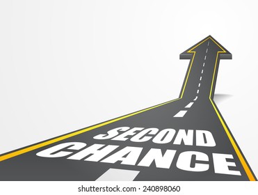 detailed illustration of a highway road going up as an arrow with Second Chance text, eps10 vector