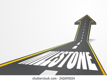 detailed illustration of a highway road going up as an arrow with milestone text, eps10 vector