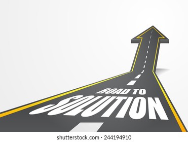 detailed illustration of a highway road going up as an arrow with Road to Solution text, eps10 vector
