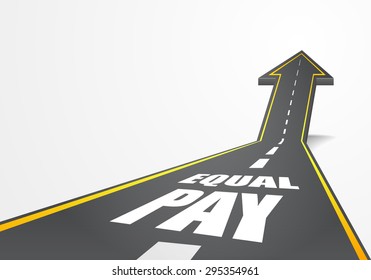 Detailed Illustration Of A Highway Road Going Up As An Arrow With Equal Pay Text, Eps10 Vector