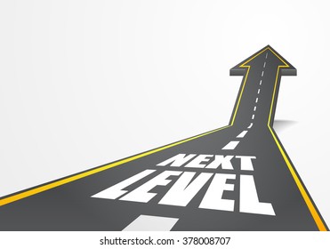 detailed illustration of a highway road going up as an arrow with Next Level text, eps10 vector