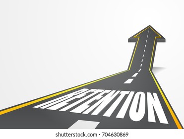 detailed illustration of a highway road going up as an arrow with Retention text, eps10 vector