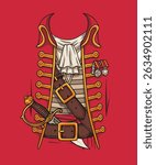 Detailed illustration of a historical pirate or naval captain's uniform.