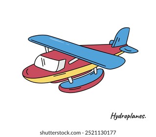 A detailed illustration of a Hydroplanes. transportation isolated. Air transportation illustration collection