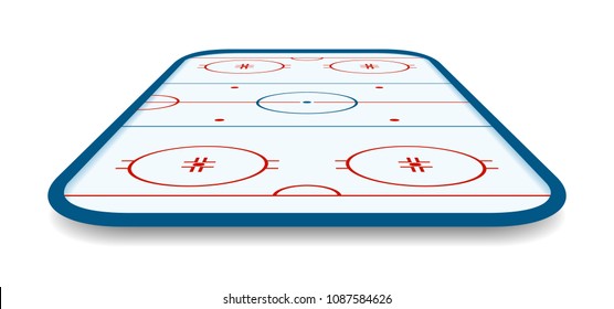 detailed illustration of a ice hockey rink, field, court with perspectives, eps10 vector.