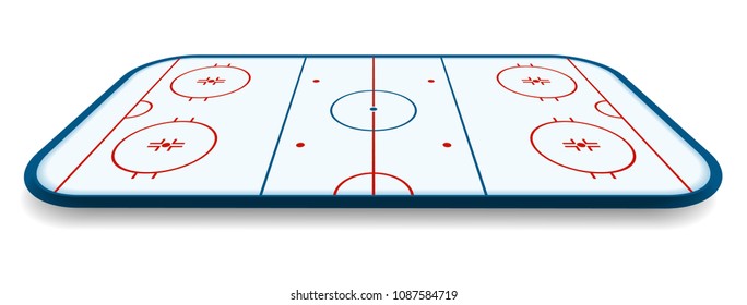 detailed illustration of a ice hockey rink, field, court with perspectives, eps10 vector.