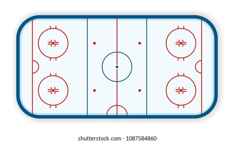 detailed illustration of a ice hockey rink, field, court, eps10 vector.