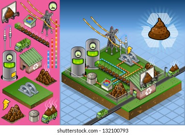 Detailed Illustration Of A Isometric Biomass Plant In Production Of Energy