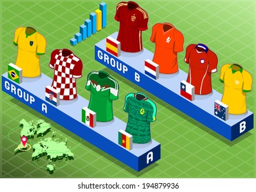 Detailed illustration of a Isometric Nations Groups for Soccer  