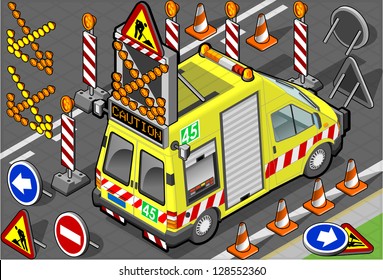 Detailed illustration of a isometric roadside assistance truck