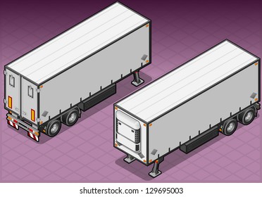 Detailed illustration of a isometric tow frigo truck