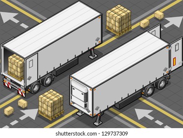 Detailed illustration of a isometric tow frigo truck