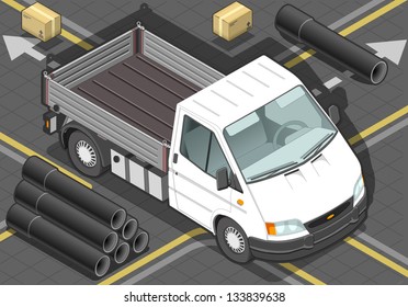 detailed illustration of a isometric white van in front view