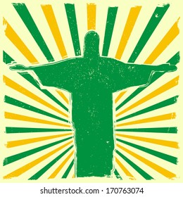 ilustración detallada de la estatua de Jesús de Río de Janeiro frente a una ráfaga borrosa, eps 10 vector