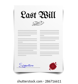 detailed illustration of a Last Will Letter, eps10 vector