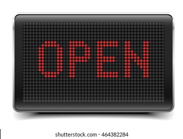 detailed illustration of a LED Panel with Open text, eps10 vector