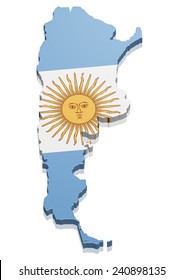 detailed illustration of a map of Argentina with flag, eps10 vector