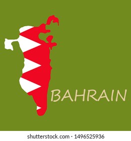 detailed illustration of a map of Bahrain with flag, eps10 vector