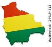 detailed illustration of a map of Bolivia with flag, eps10 vector