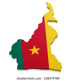 detailed illustration of a map of Cameroon with flag, eps10 vector