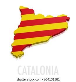 detailed illustration of a map of Catalonia with flag, eps10 vector